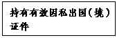 文本框: 持有有效因私出国（境）证件